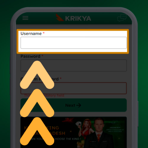 Come up with a username in the Krikya app