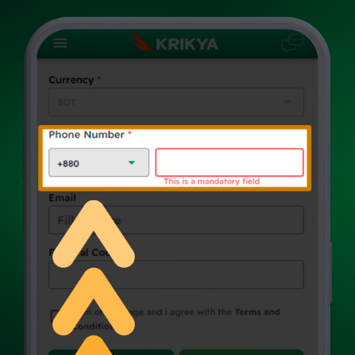 phone number in Krikya App