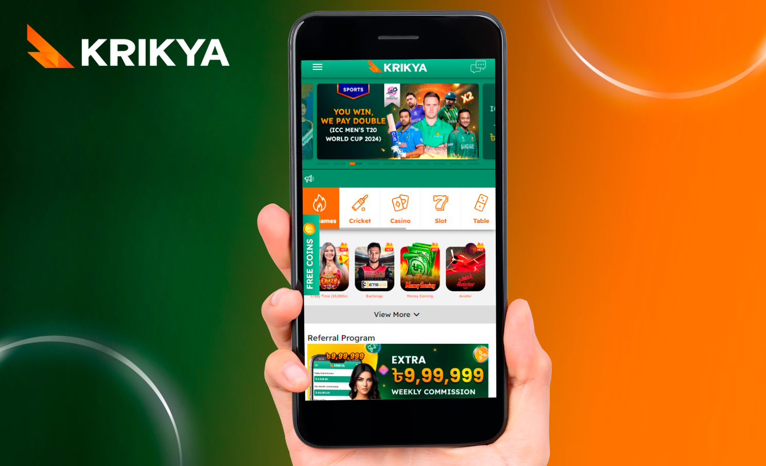 The Krikya mobile app for betting and casinos