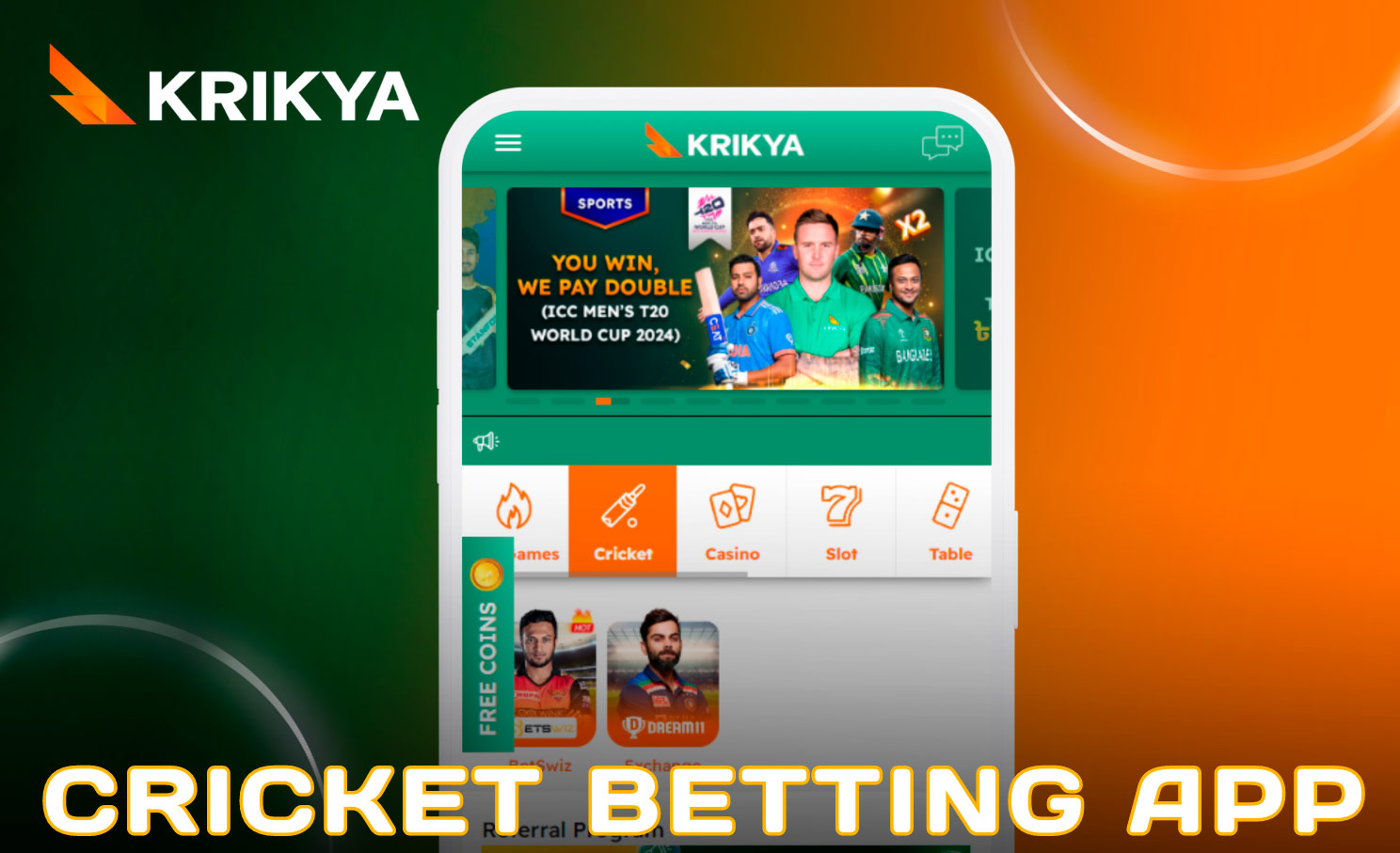 Krikya cricket offers a special app