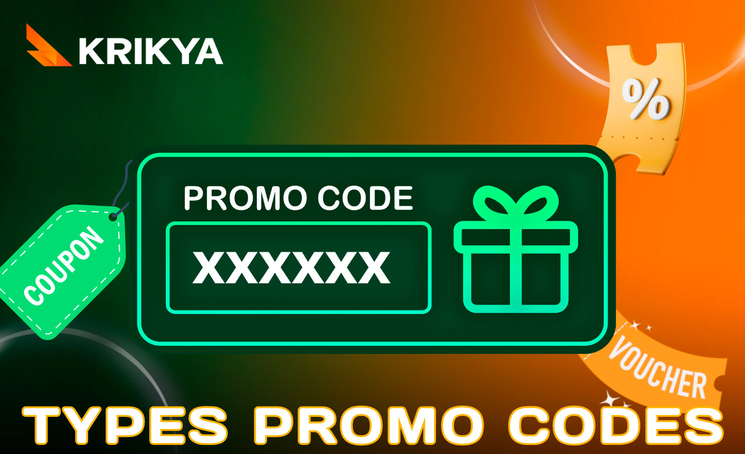 Krikya platform uses different types of bonus codes